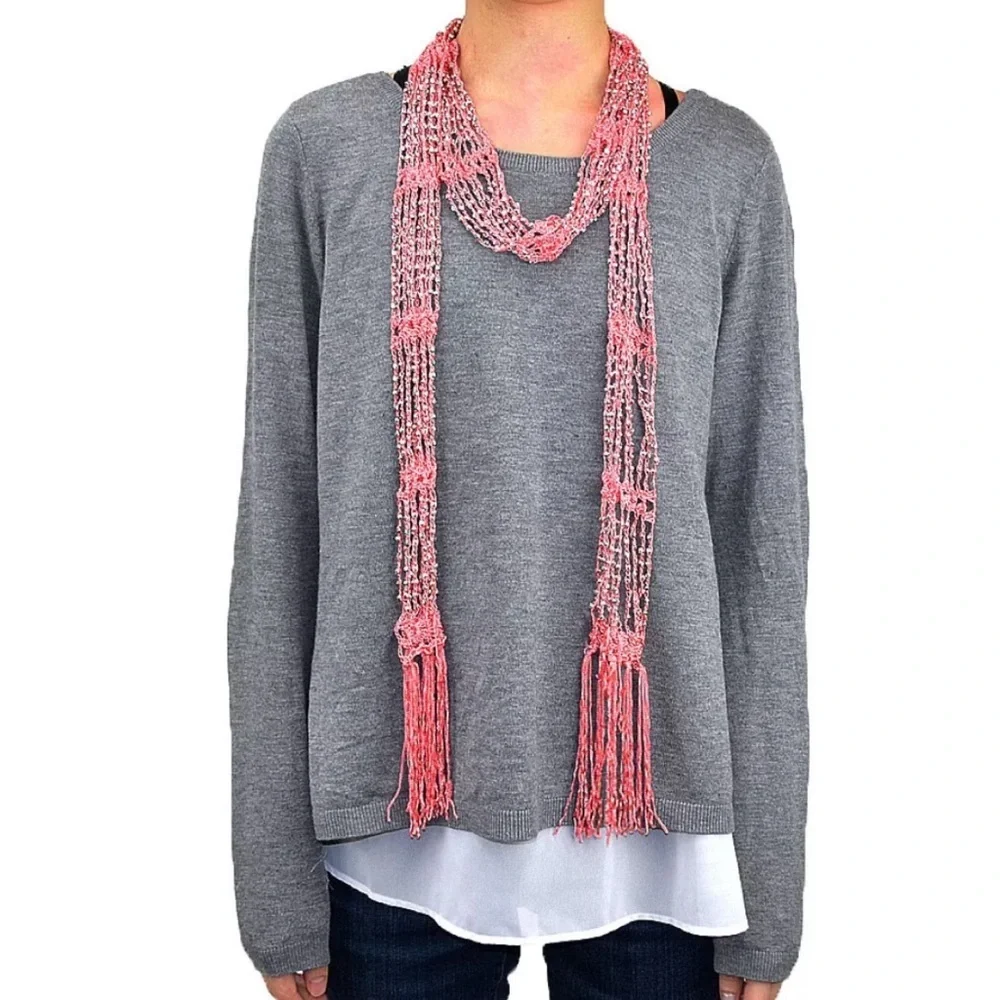 Women's Scarf Seed Bead Long Thin Lightweight Belt Wrap